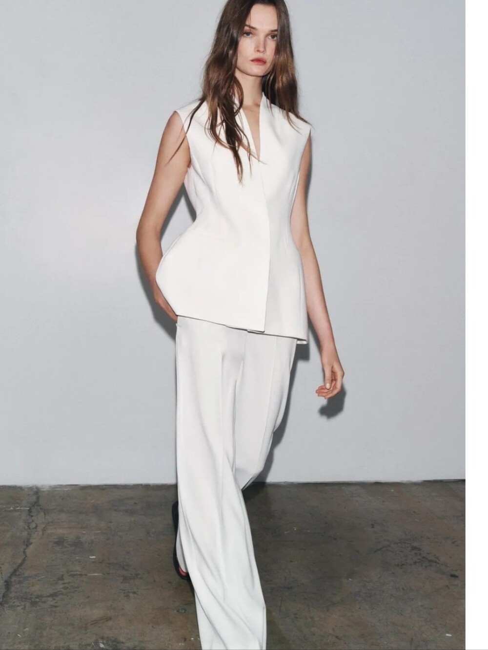 Peplum Sleeveless White Tailored Vest Zara